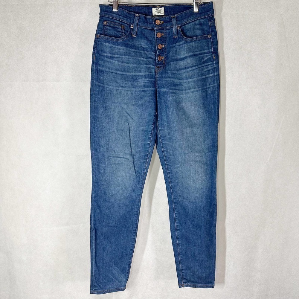 J. Crew Lookout Exposed Button FlyHigh Rise Skinny Blue Jeans Size 29